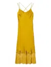 Twinset Satin Lace-trim Slip Dress In Yellow