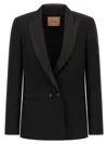 Twinset Satin Lapel Blazer In Black