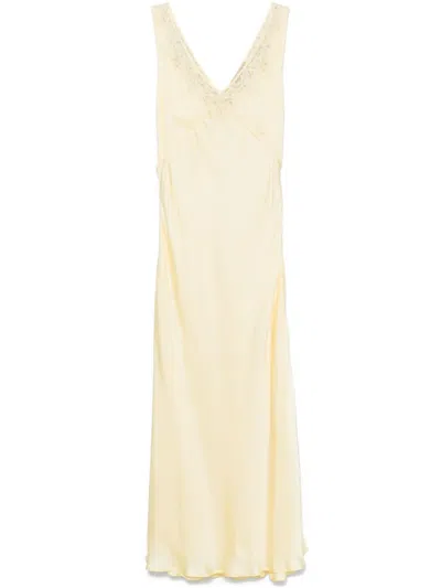 Twinset Satin Maxi Dress In Yellow