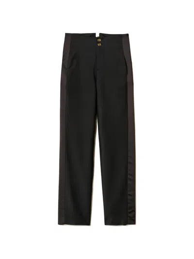 Twinset Satin Side Trousers In Black