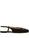 Twinset Black Ballet Shoes With Square Toe And Logo Plaque On The Front In Tech Fabric Woman In Black