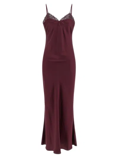 TWINSET SATIN SLIP DRESS WITH LACE NECKLINE