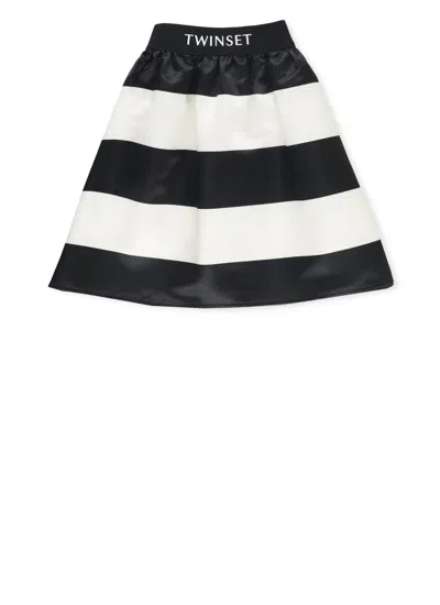 TWINSET SATIN STRIPED SKIRT