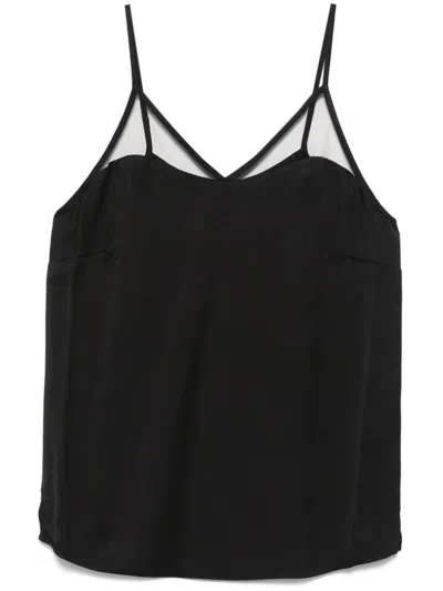 Twinset Satin Tulle Top In 黑色