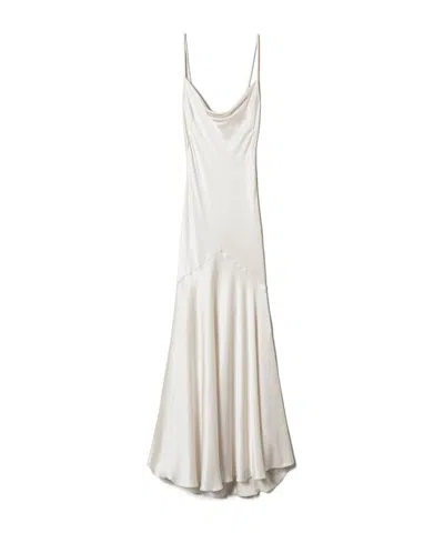 Twinset Satin-weave Dress In Butter Biscuit White