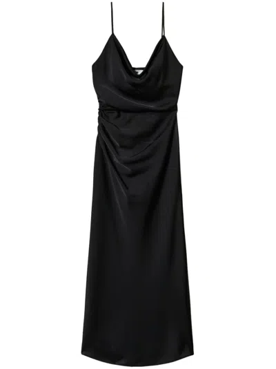 Twinset Satin-weave Midi Dress In Black