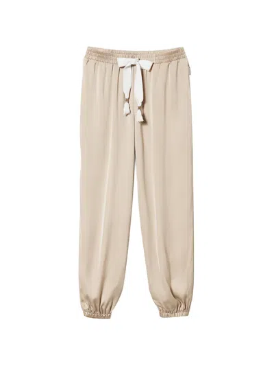 Twinset Satin-finish Drawstring Track Pants In Metallic