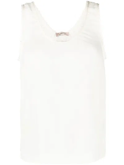 Twinset Scallop-edge Tank Top In Bianco