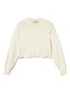 Twinset Scallop-hem Cropped Jumper In Neutral