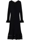 Twinset Scallop-trim Midi Dress In Black