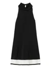 Twinset Scallop-trim Two-tone Midi Dress In Black