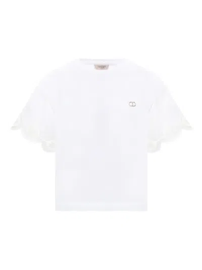 Twinset Scalloped Appliqué T-shirt In White