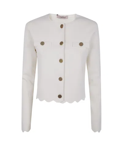 Twinset Scalloped Buttoned Jacket In White