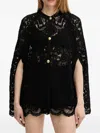 Twinset Scalloped-crochet Shorts In Black