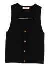 Twinset Scalloped-detail Ribbed Top In Black
