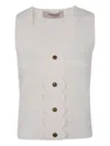 Twinset Scalloped-detail Ribbed Top In White