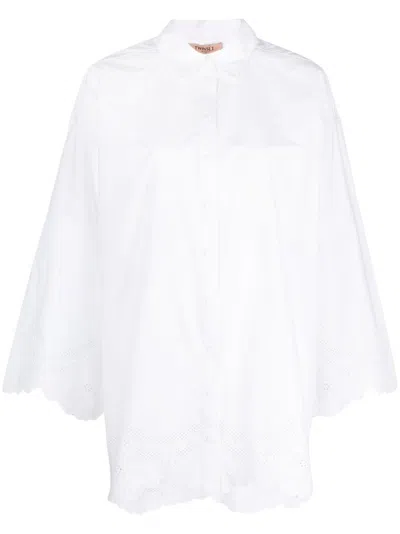Twinset Scalloped-edge Poplin Shirt In White