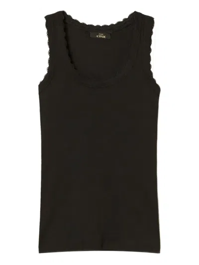 Twinset Scalloped-edge Tank Top In Black
