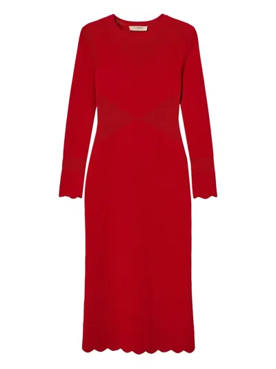Twinset Scalloped-hem Knit Dress In Red