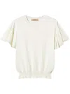 Twinset Scalloped-hem Knitted T-shirt In 00282_white Snow