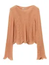 Twinset Scalloped-hem Sweater In Orange
