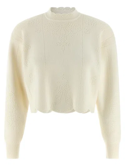 Twinset Scalloped Hem Sweater In White
