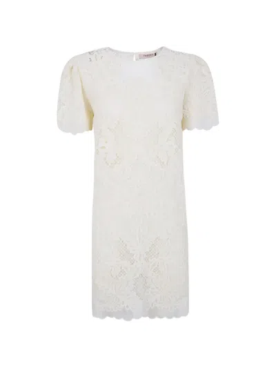 Twinset Scalloped Lace Dress In White