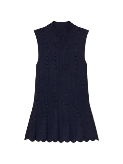 Twinset Scalloped-trim Top In Blue