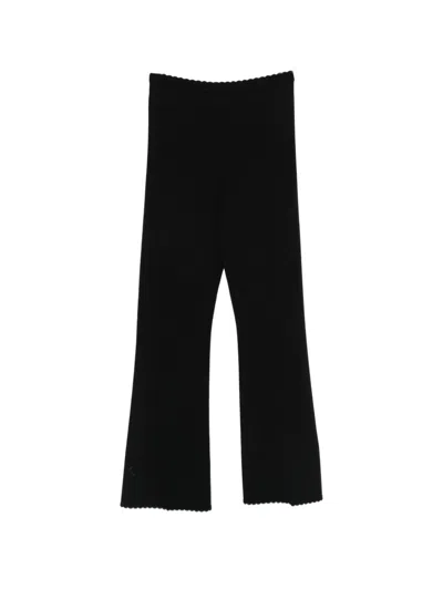 Twinset Flared Trousers With Subtle Studded Detailing In Black
