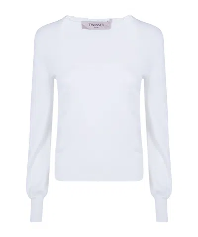 Twinset Scalloped-edge Knit Top In White