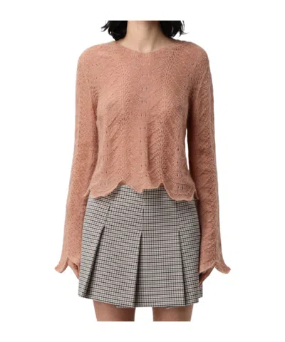 Twinset Scalloped-hem Sweater In Brown