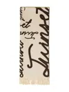 Twinset Lettering-print Fringed Scarf In Neutral