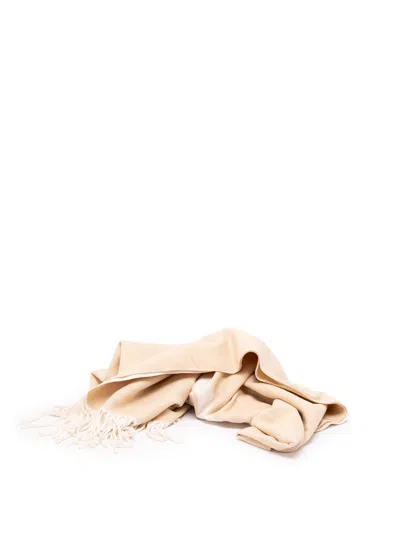 Twinset Logo-intarsia Fringed Scarf In Neutral