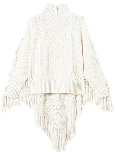 Twinset Scarf-detail Sweater In Beige