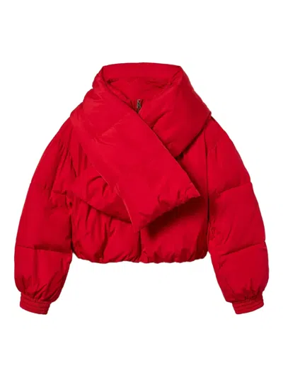 Twinset Scarf Puffer Bomber In Red