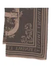 Twinset Floral-patterned Fringed Scarf In Brown