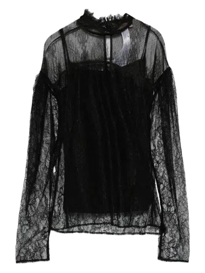 TWINSET Black blouse with lace TWINSET
