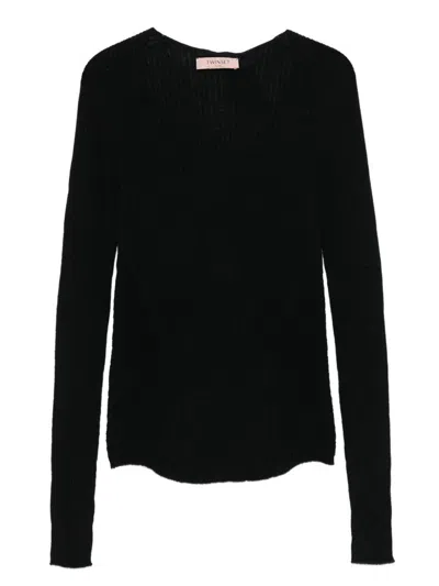Twinset Round Neck Sweater In Black