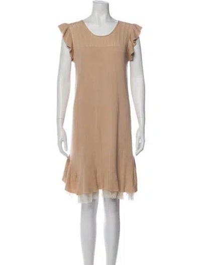 Pre-owned Twinset Scoop Neck Knee-length Dress In Neutral