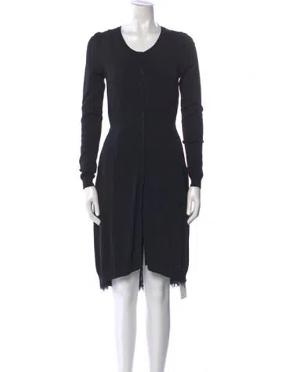 Pre-owned Twinset Scoop Neck Knee-length Dress W/ Tags In Black