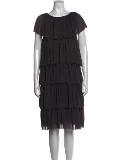 Pre-owned Twinset Scoop Neck Knee-length Dress W/ Tags In Black