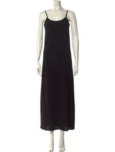 Pre-owned Twinset Scoop Neck Long Dress In Black