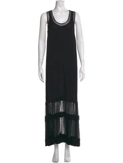 Pre-owned Twinset Scoop Neck Long Dress In Black