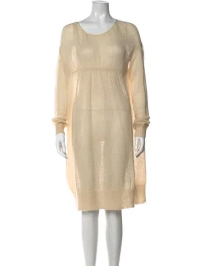 Pre-owned Twinset Scoop Neck Midi Length Dress In Neutrals
