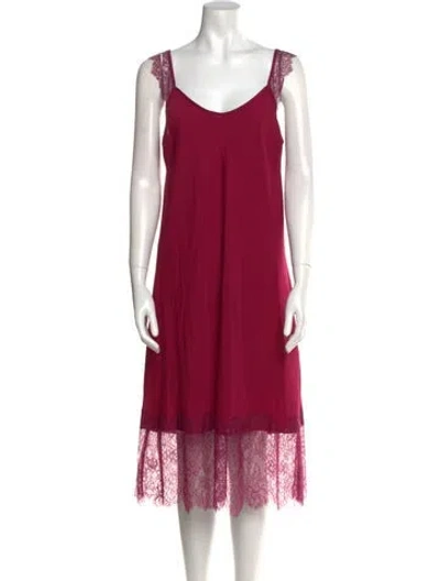 Pre-owned Twinset Scoop Neck Midi Length Dress In Pink