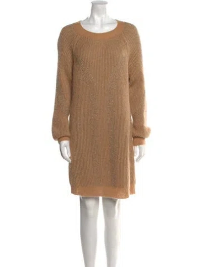 Pre-owned Twinset Scoop Neck Mini Dress In Neutral