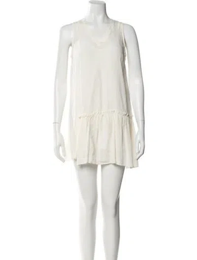 Pre-owned Twinset Scoop Neck Mini Dress In Neutral