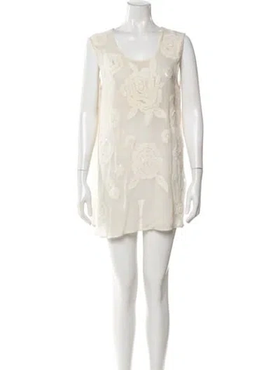 Pre-owned Twinset Scoop Neck Mini Dress In Neutral