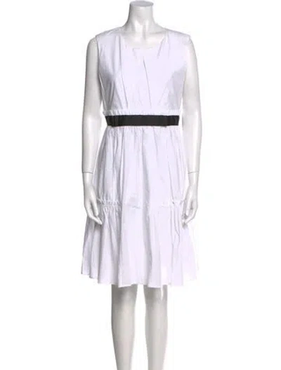 Pre-owned Twinset Scoop Neck Mini Dress In White