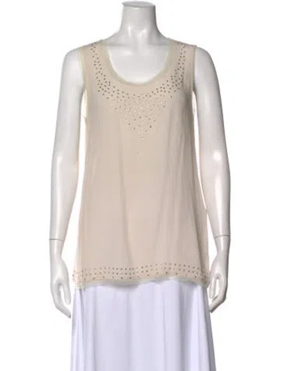 Pre-owned Twinset Scoop Neck Sleeveless Top In Neutral